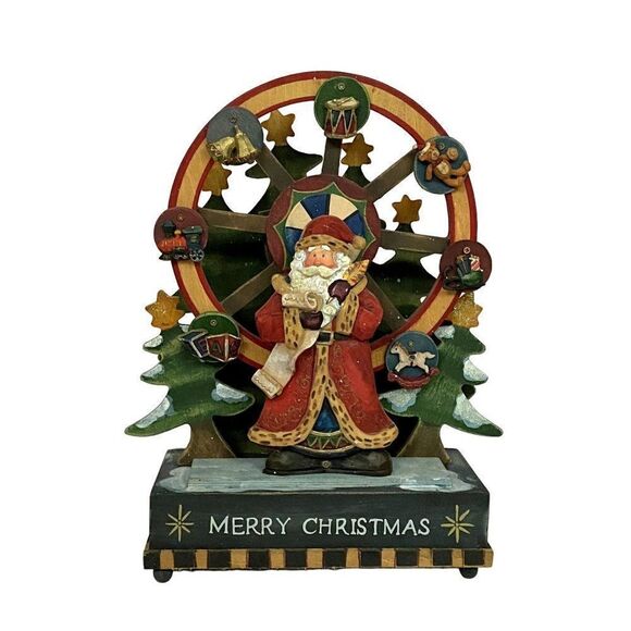 Santa Christmas Ferris Wheel Music Box Working Jingle Bells Holiday Decoration - Picture 1 of 7